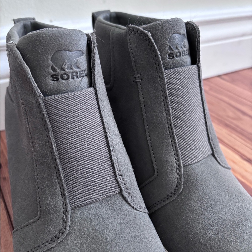 Sorel Gray Suede Chelsea Slip-On Booties